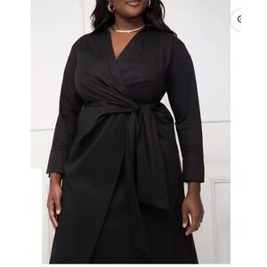 Eloquii Investments Wrap Dress Black 24 Classic Chic Career Cotton‎ Stretch